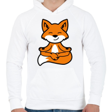 PRINTFASHION Meditáló róka - Férfi kapucnis pulóver - Fehér