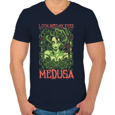 PRINTFASHION Medusa - Férfi V-nyakú póló - Sötétkék férfi póló