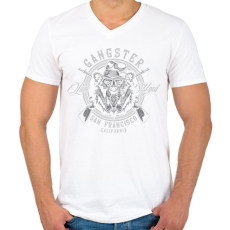 PRINTFASHION Medve 05 - San Francisco Gangster - Férfi V-nyakú póló - Fehér