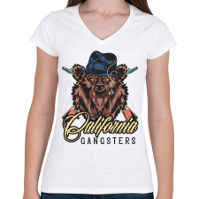 PRINTFASHION Medve 06 - California Gangsters - Női V-nyakú póló - Fehér női póló