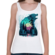 PRINTFASHION Medve a naplementében - Női atléta - Fehér női trikó