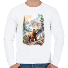 PRINTFASHION Medve az erdőben - Férfi pulóver - Fehér férfi pulóver, kardigán