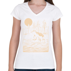 PRINTFASHION Medve bocs - Női V-nyakú póló - Fehér