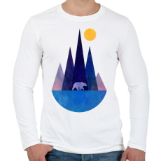 PRINTFASHION Medve és hegyek - Férfi hosszú ujjú póló - Fehér