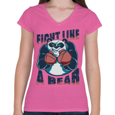 PRINTFASHION Medve - harcolj mint egy medve - Női V-nyakú póló - Rózsaszín női póló