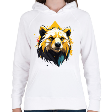 PRINTFASHION Medve - Női kapucnis pulóver - Fehér női pulóver, kardigán