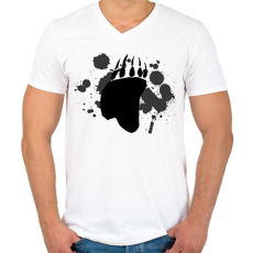 PRINTFASHION medve talp - Férfi V-nyakú póló - Fehér