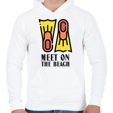 PRINTFASHION MEET ON THE BEACH - Férfi kapucnis pulóver - Fehér férfi pulóver, kardigán