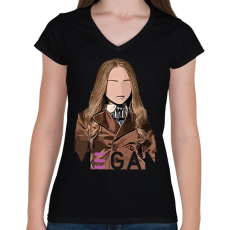 PRINTFASHION Megan - Női V-nyakú póló - Fekete