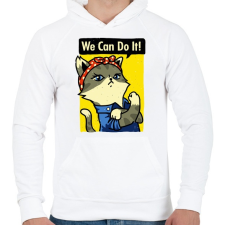 PRINTFASHION Megcsináljuk! - Férfi kapucnis pulóver - Fehér férfi pulóver, kardigán