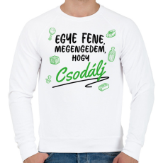 PRINTFASHION Megengedem, hogy csodálj - Zöld - Férfi pulóver - Fehér