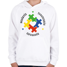 PRINTFASHION Megértés, tudatosság, elfogadás - Gyerek kapucnis pulóver - Fehér gyerek pulóver, kardigán