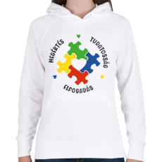 PRINTFASHION Megértés, tudatosság, elfogadás - Női kapucnis pulóver - Fehér
