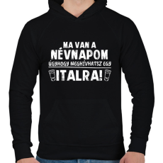 PRINTFASHION Meghívhatsz egy italra - Férfi kapucnis pulóver - Fekete