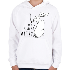 PRINTFASHION Mégis ki az az Alíz? - Gyerek kapucnis pulóver - Fehér gyerek pulóver, kardigán
