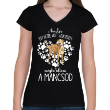 PRINTFASHION Megtaláltam a mancsod - Agár - Női V-nyakú póló - Fekete női póló