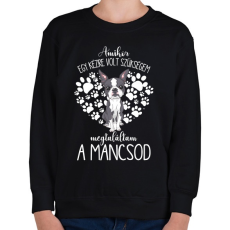 PRINTFASHION Megtaláltam a mancsod - Boston Terrier - Gyerek pulóver - Fekete