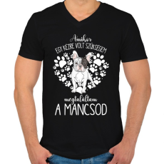 PRINTFASHION Megtaláltam a mancsod - Francia Bulldog - Férfi V-nyakú póló - Fekete