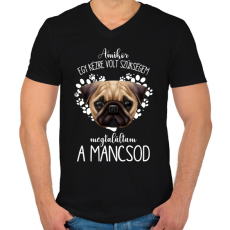 PRINTFASHION Megtaláltam a mancsod - Mopsz - Férfi V-nyakú póló - Fekete
