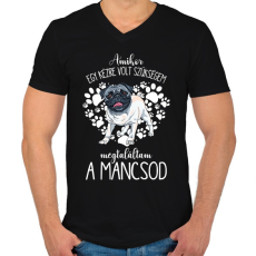 PRINTFASHION Megtaláltam a mancsod - Mopsz pug - Férfi V-nyakú póló - Fekete