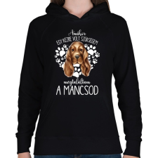 PRINTFASHION Megtaláltam a mancsod - Spániel - Női kapucnis pulóver - Fekete női pulóver, kardigán