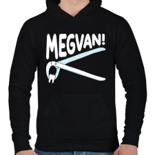 PRINTFASHION Megvan! - Férfi kapucnis pulóver - Fekete férfi pulóver, kardigán