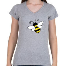 PRINTFASHION Méhecske - Női V-nyakú póló - Sport szürke