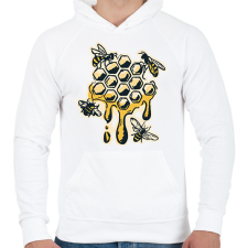 PRINTFASHION Méhek - Férfi kapucnis pulóver - Fehér férfi pulóver, kardigán