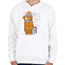 PRINTFASHION Méhész - Gyerek kapucnis pulóver - Fehér gyerek pulóver, kardigán