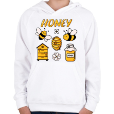 PRINTFASHION méhész - Gyerek kapucnis pulóver - Fehér