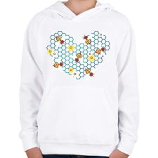 PRINTFASHION Méhész szív - Gyerek kapucnis pulóver - Fehér gyerek pulóver, kardigán