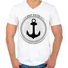 PRINTFASHION Mélytengeri horgony - Férfi V-nyakú póló - Fehér