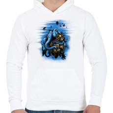 PRINTFASHION Mélytengeri szörny - Férfi kapucnis pulóver - Fehér