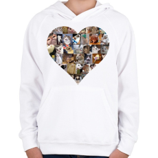 PRINTFASHION Meme cat heart - Gyerek kapucnis pulóver - Fehér