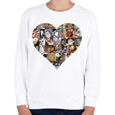 PRINTFASHION Meme cat heart - Gyerek pulóver - Fehér gyerek pulóver, kardigán