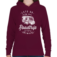 PRINTFASHION Menjünk kirándulni - Női kapucnis pulóver - Bordó