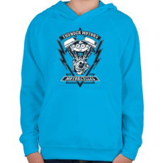 PRINTFASHION Mennydörgő motorok - Gyerek kapucnis pulóver - Azúrkék