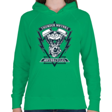 PRINTFASHION Mennydörgő motorok - Női kapucnis pulóver - Zöld
