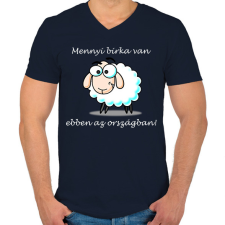 PRINTFASHION Mennyi birka - Férfi V-nyakú póló - Sötétkék férfi póló