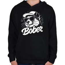 PRINTFASHION Menő Bober - Gyerek kapucnis pulóver - Fekete gyerek pulóver, kardigán