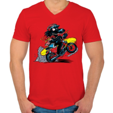 PRINTFASHION Menő farkas - Férfi V-nyakú póló - Piros