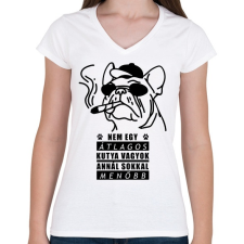 PRINTFASHION Menő kutya - Női V-nyakú póló - Fehér női póló
