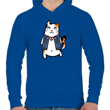 PRINTFASHION Menő macska - Férfi kapucnis pulóver - Királykék férfi pulóver, kardigán
