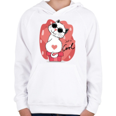 PRINTFASHION Menő macska - Gyerek kapucnis pulóver - Fehér