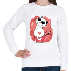 PRINTFASHION Menő macska - Női pulóver - Fehér