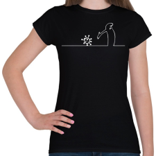 PRINTFASHION Menő Manó és a koronavírus / fehér minta - Női póló - Fekete női póló