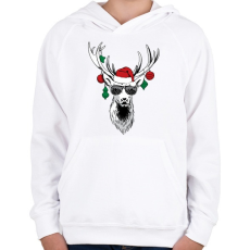 PRINTFASHION Menő szarvas - Gyerek kapucnis pulóver - Fehér