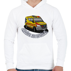 PRINTFASHION mentőautó 1 - Férfi kapucnis pulóver - Fehér