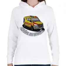 PRINTFASHION mentőautó 1 - Női kapucnis pulóver - Fehér női pulóver, kardigán