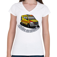 PRINTFASHION mentőautó 1 - Női V-nyakú póló - Fehér
